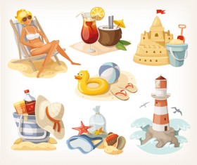 Cartoon travel objects set vector 02