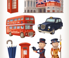 Cartoon travel objects set vector 03