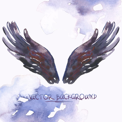 Classic watercolor wings vector background 01
