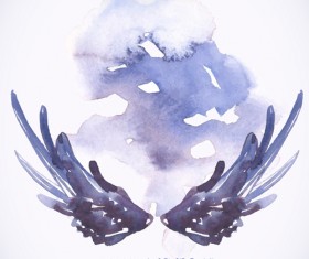 Classic watercolor wings vector background 02