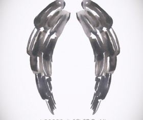 Classic watercolor wings vector background 05