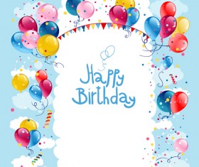 Colored balloon summer birthday cards vector 04