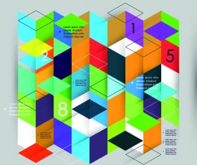 Colored mosaic business infographic vector 02