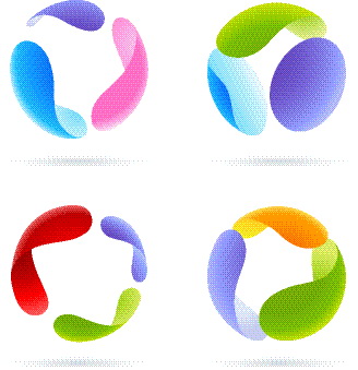 Colored round abstract logos vector 01