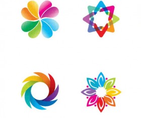 Colored round abstract logos vector 02