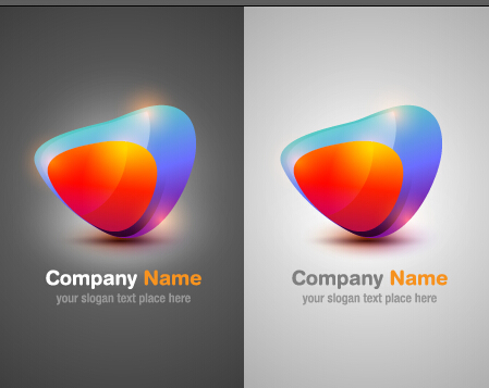 Colorful abstract company logos set vector 01