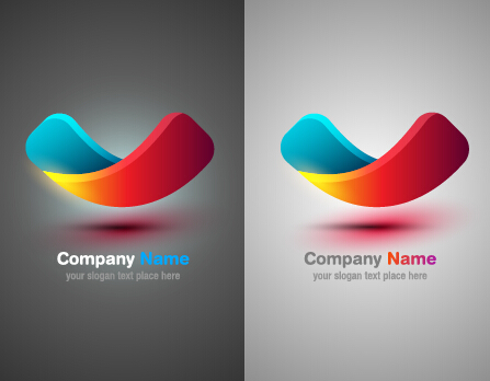 Colorful abstract company logos set vector 07