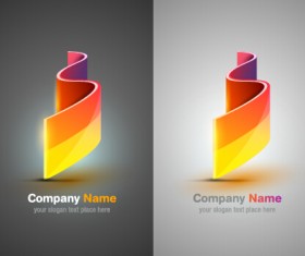 Colorful abstract company logos set vector 08