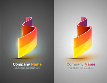 Colorful abstract company logos set vector 09