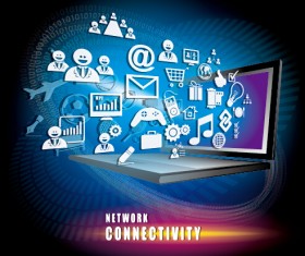 Concept business template network with connectivity vector 03