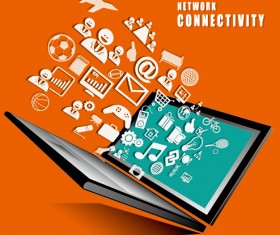 Concept business template network with connectivity vector 05