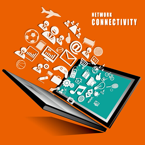 Concept business template network with connectivity vector 05