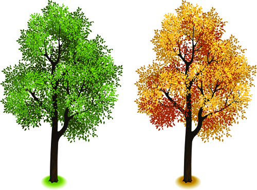 Creative isometric trees design vector 02