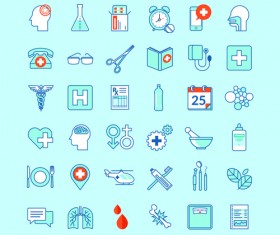 Creative medical outline icons vector set 01