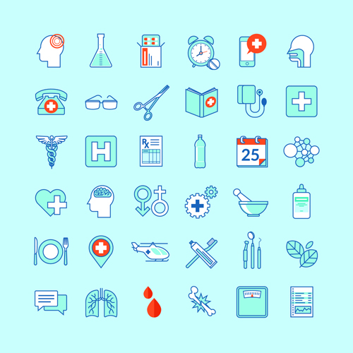 Creative medical outline icons vector set 01
