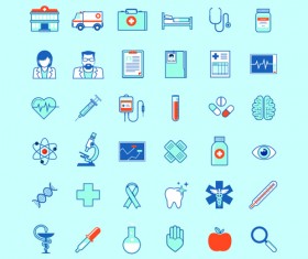 Creative medical outline icons vector set 02