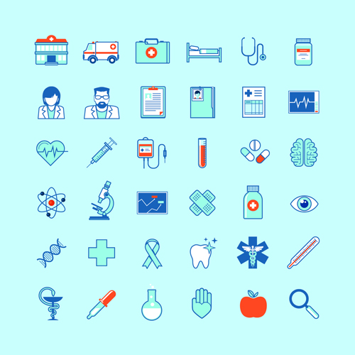 Creative medical outline icons vector set 02