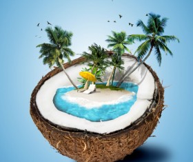Creative tropical travel psd background