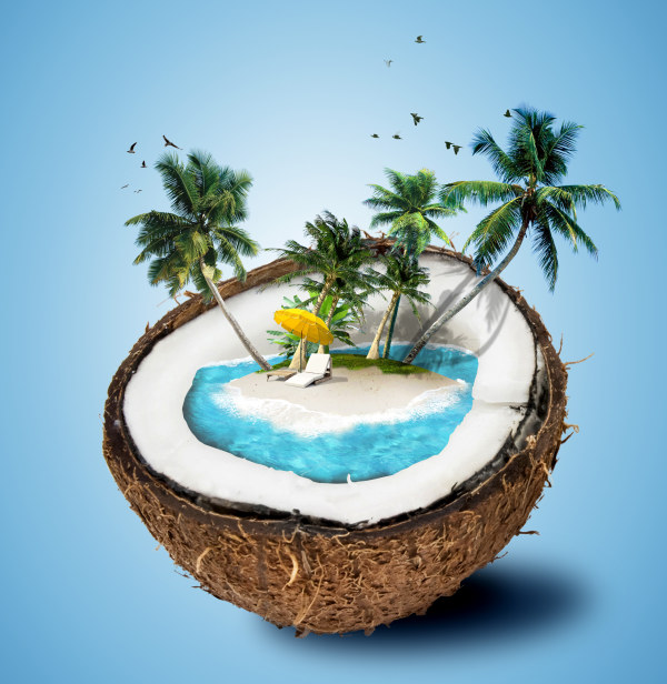 Creative tropical travel psd background