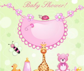 Spring cute Baby cards vector 02 free download