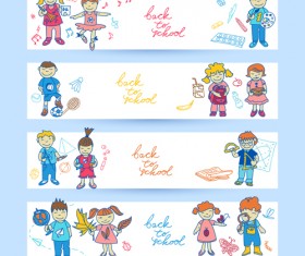 Cute students vector banners graphics