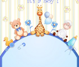 Cute toy with baby card vector 03