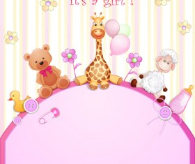 Cute toy with baby card vector 04
