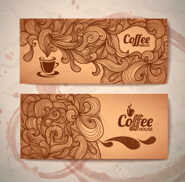 Delicate coffee cards design vector material 01
