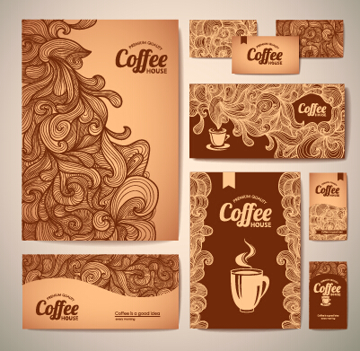 Delicate coffee cards design vector material 04