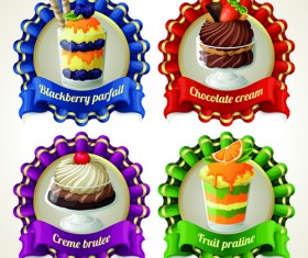 Dessert with sweet creative labels vector