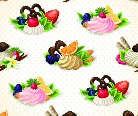 Dessert with sweet seamless pattern vector