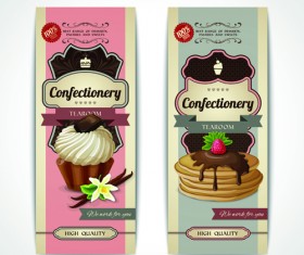 Dessert with sweet vertical banner vector