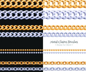 Different metal chain borders vector set 03