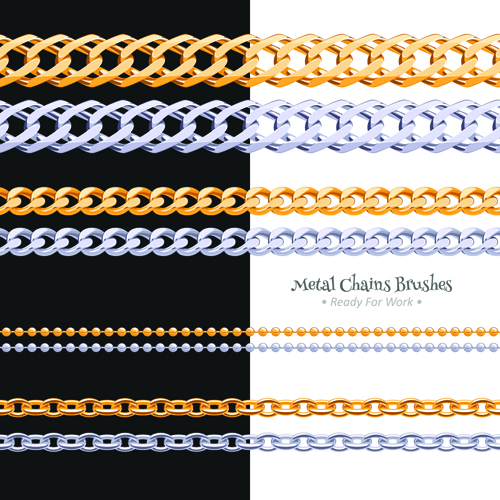Different metal chain borders vector set 03