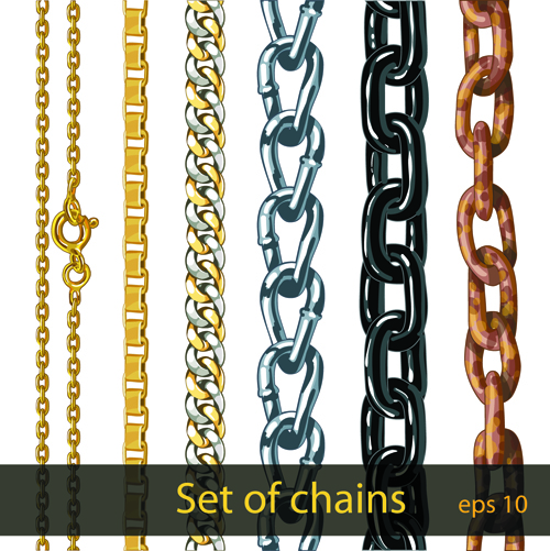 Different metal chain borders vector set 06