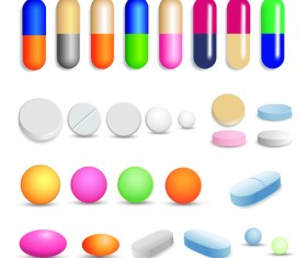 Different tablets and capsules design vector 01
