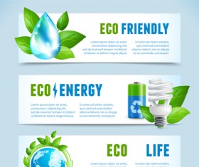 Ecology with energy saving banners vector 01
