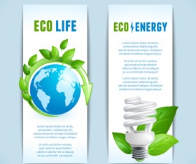 Ecology with energy saving banners vector 02