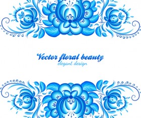 Elegant blue floral pattern background vector 01