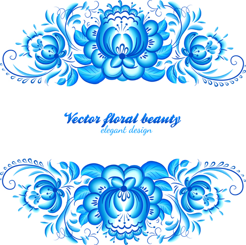 Elegant blue floral pattern background vector 01