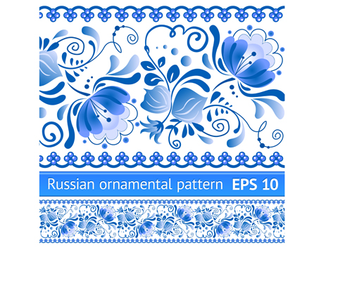 Elegant blue floral pattern background vector 03