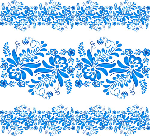 Elegant blue floral pattern background vector 04