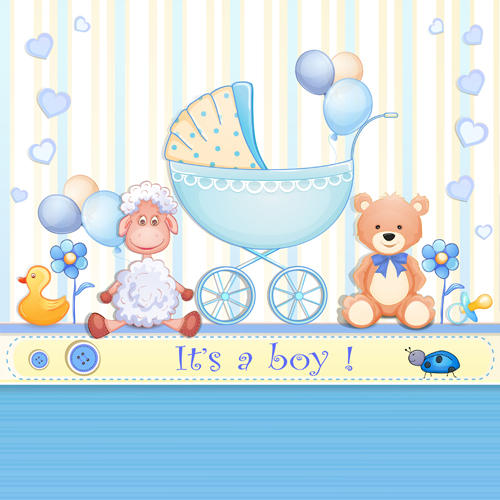 Download Elegant boy baby cards cute design vector free download
