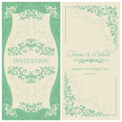 Elegant floral decorative wedding invitation vector cards 02