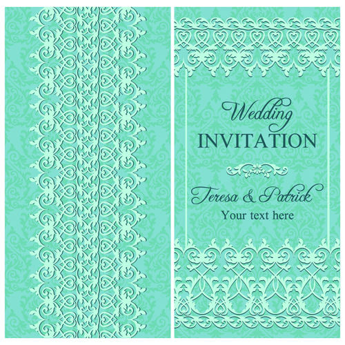 Elegant floral decorative wedding invitation vector cards 04