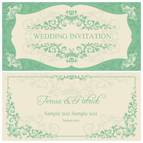 Elegant floral decorative wedding invitation vector cards 05