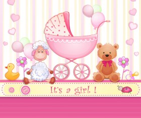 Elegant girl baby cards cute design vector