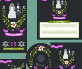 Elegant invitation card with CD cover vector 01