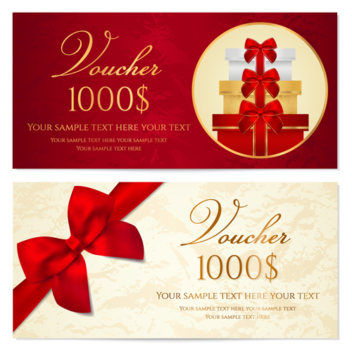 Exquisite vouchers template design vector set 07