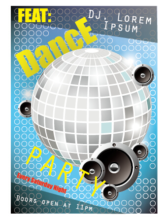 Fashion dance party flyer vector material 01